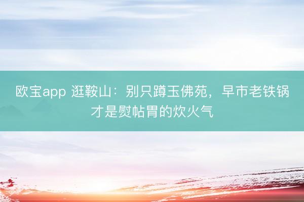 欧宝app 逛鞍山：别只蹲玉佛苑，早市老铁锅才是熨帖胃的炊火气