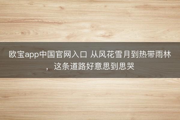 欧宝app中国官网入口 从风花雪月到热带雨林，这条道路好意思到思哭