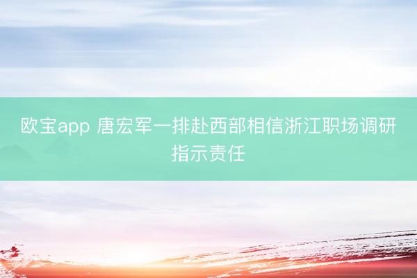 欧宝app 唐宏军一排赴西部相信浙江职场调研指示责任