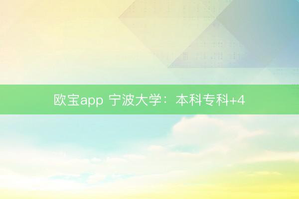欧宝app 宁波大学：本科专科+4