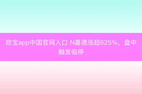 欧宝app中国官网入口 N嘉德涨超625%，盘中触发临停