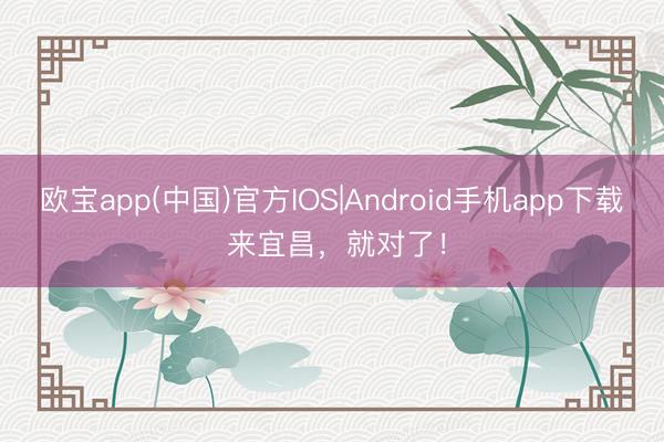 欧宝app(中国)官方IOS|Android手机app下载 来宜昌，就对了！