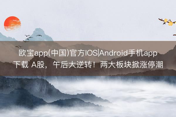 欧宝app(中国)官方IOS|Android手机app下载 A股，午后大逆转！两大板块掀涨停潮