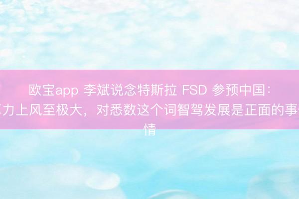 欧宝app 李斌说念特斯拉 FSD 参预中国：算力上风至极大，对悉数这个词智驾发展是正面的事情