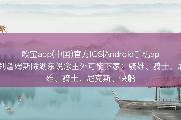 欧宝app(中国)官方IOS|Android手机app下载 Stein列詹姆斯除湖东说念主外可能下家：骁雄、骑士、尼克斯、快船