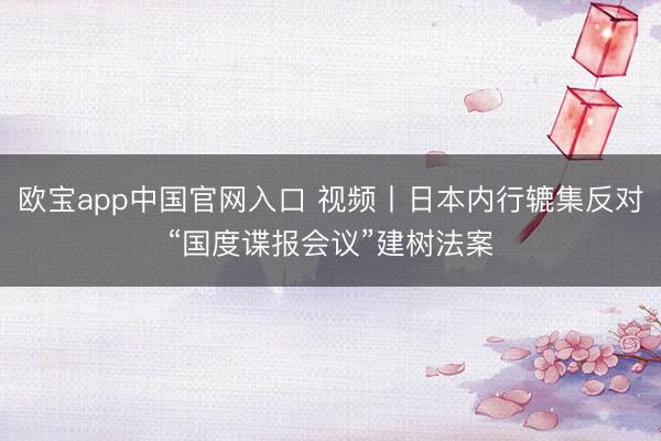 欧宝app中国官网入口 视频丨日本内行辘集反对“国度谍报会议”建树法案