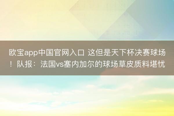 欧宝app中国官网入口 这但是天下杯决赛球场!队报:法国vs塞内加尔的球场草皮质料堪忧