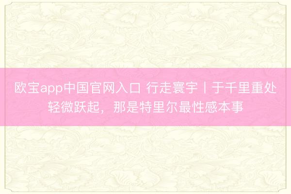 欧宝app中国官网入口 行走寰宇丨于千里重处轻微跃起,那是特里尔最性感本事